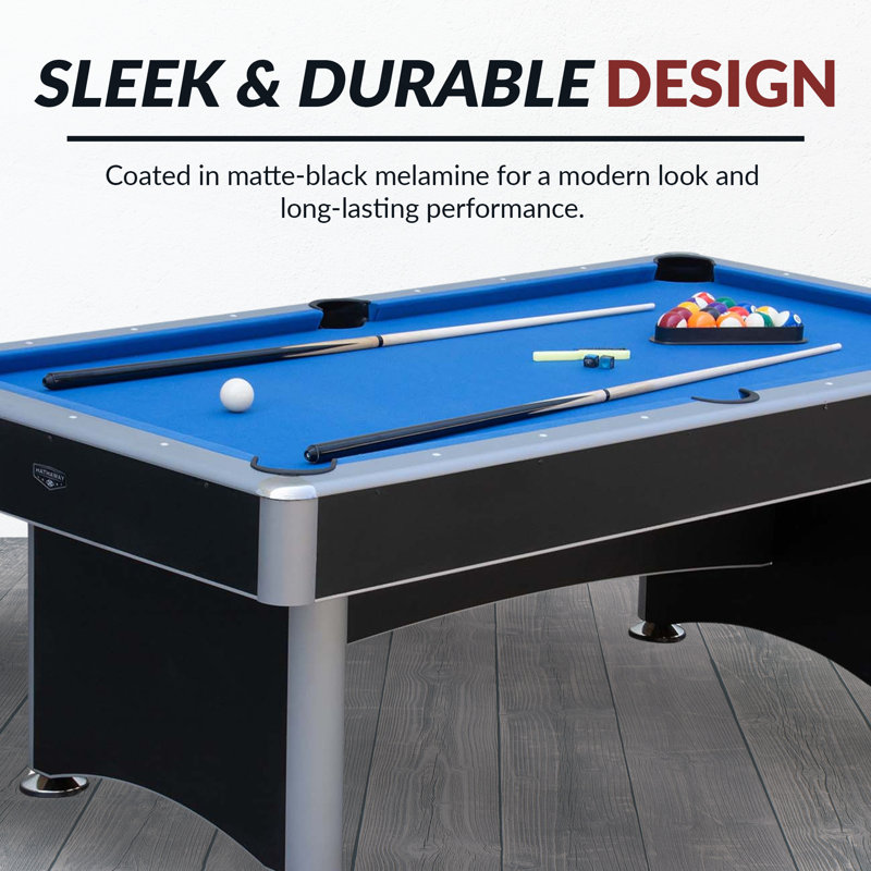 Table de billard 7 pieds avec plateau de tennis de table Hathaway Maverick II - avec accessoires pour les deux jeux - Ping-pong et table de billard combinés pour les familles - Finition noir mat, feutre bleu