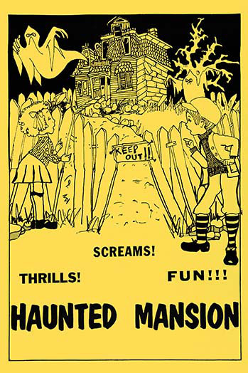 « hanté mansion », affiche rétro, H 42 po x l 28 po x P 1,5 po
