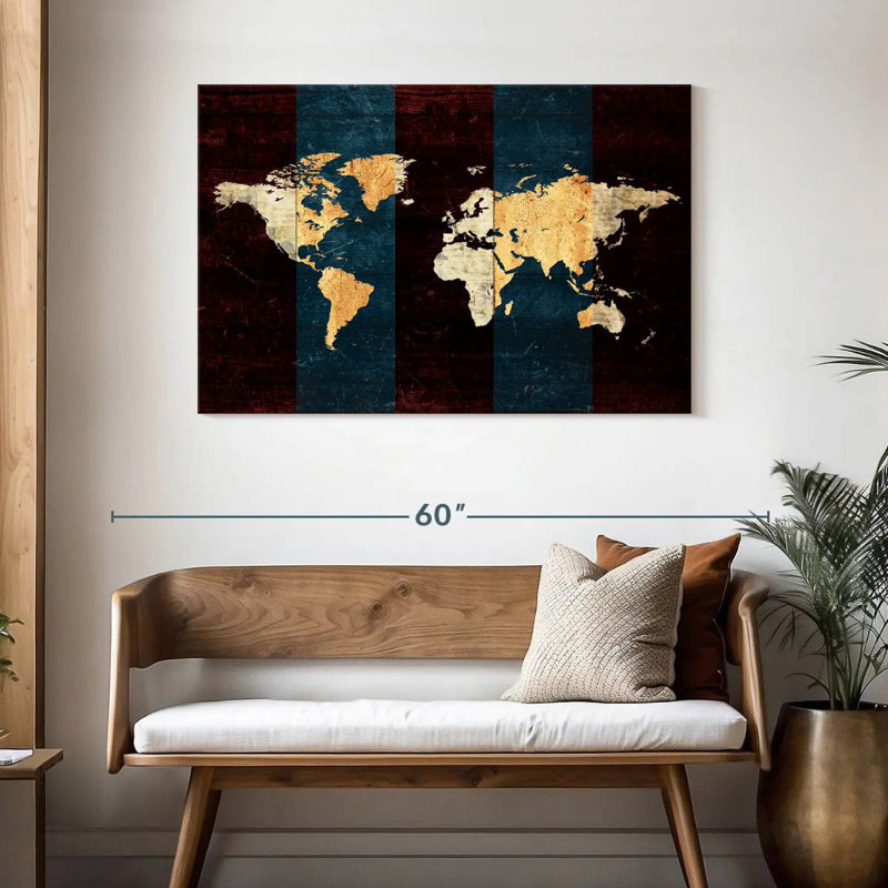 Carte du monde des Aliaz, H 30 po x l 45 po