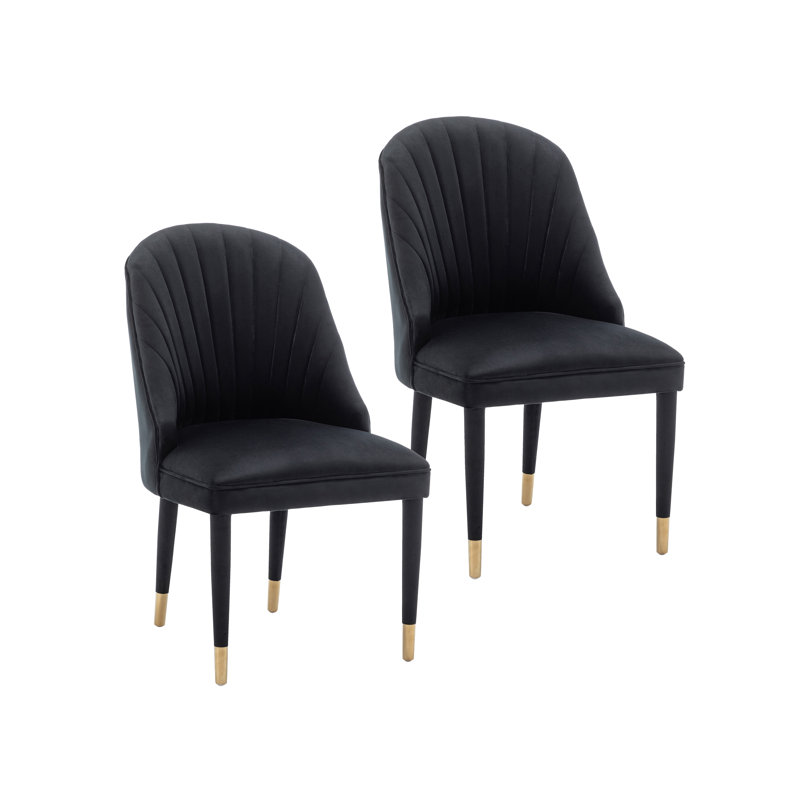 Chaise rembourrée en velours Sudie, Noir