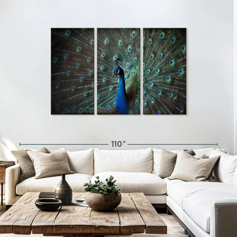 Brampt Noble Blue Peacock, 48" H x 74" W