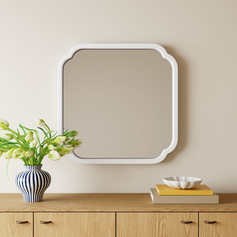 Baltic Wood Scalloped Wall Mirror, White