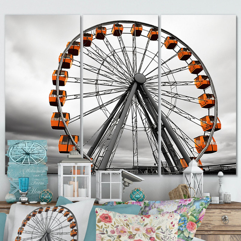 Coral Ferris Wheel Joyful Spin I on Canvas, reproduction de 3 pièces, H 28 po x l 36 po x P 1 po