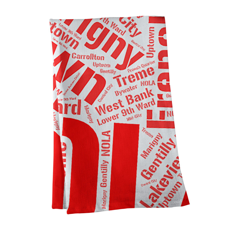 Cotton Tea Towel Kitchen Towel, Red, New Orleans