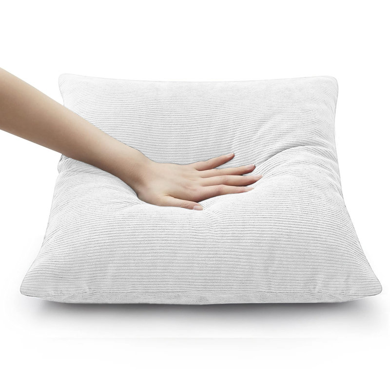Striped Square Scatter Crushed Velvet Cushion Cover (Set of 4), White