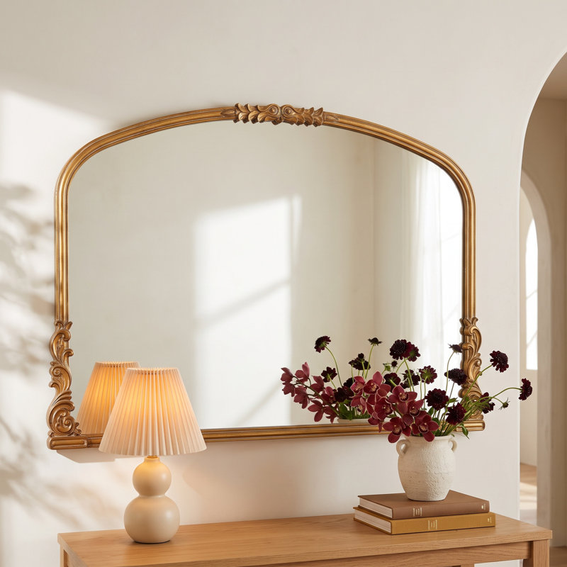 Keith Engineered Wood Wall Mirror, 28" H x 38" W, Antique Gold, Horizontal