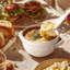 16-Piece Embossed Ceramic Dinnerware Set with Lids & Spoons - Set for 4