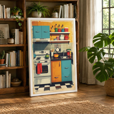 Stacked Kitchen Mid-Century 1 Piece Wrapped Canvas Wall Art