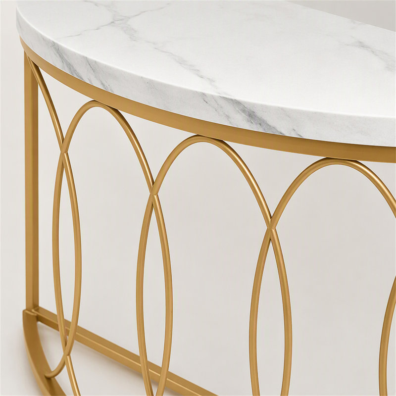 Console en faux marbre, table d'entrée en demi-lune de 109 cm