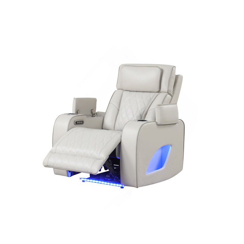 Fortuner Modern Style Upholstery Recliner Chair With Wood And Massage Function, Beige