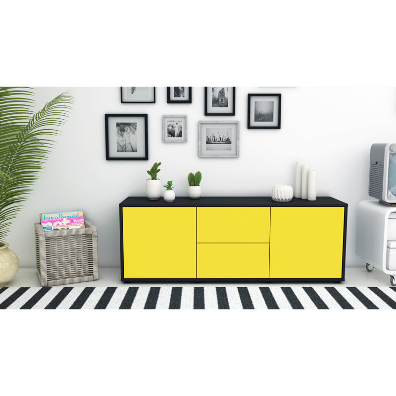 Fredrick TV Stand, Yellow / Matte Anthracite