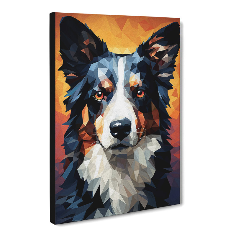 Border Collie Geometric - No Frame Print, 76cm H x 50cm W x 3cm D