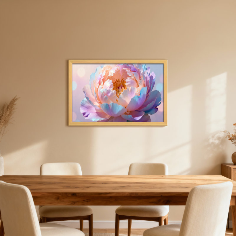Plantes et fleurs fleur de pivoine pastel avec des couleurs douces, H 24 po x l 36 po, Toile tendue, Ne s’applique pas