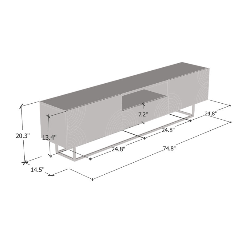 White High Gloss 75" TV Stand with Storage Cabinets