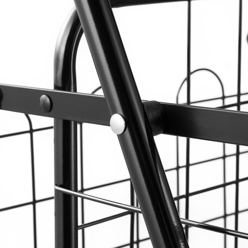 100 lbs Capacity Steel Folding Shopping Cart Black Foldable Design