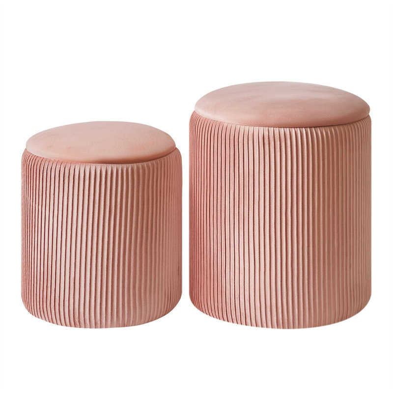 39cm Wide Footstool Ottoman, Pink