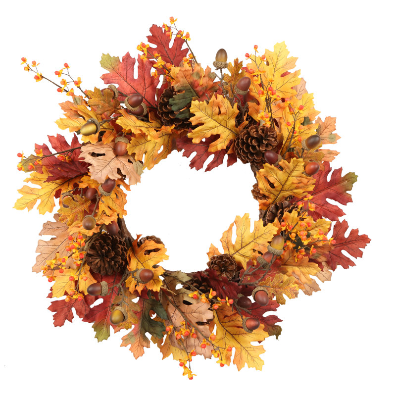 Fall Leaf/Acorn Wreath 24", 7" H x 24" W x 24" D