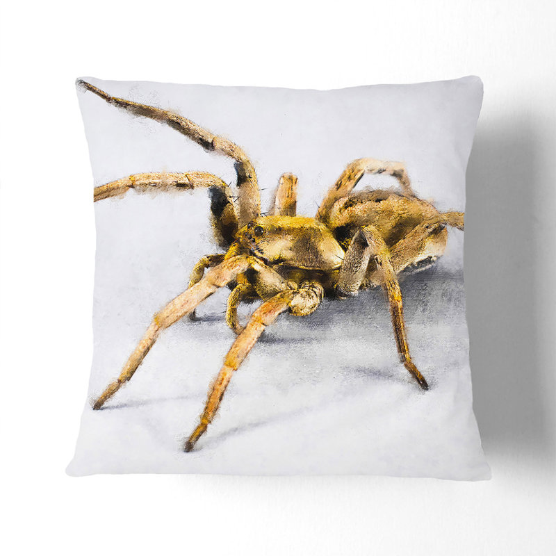 Tarantula Spider Painting Square Throw Cushion, Black, 40cm H x 40cm W x 15cm D