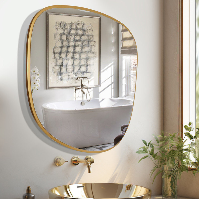 Miroir mural asymétrique pour salle de bain, 27 po x 26 po