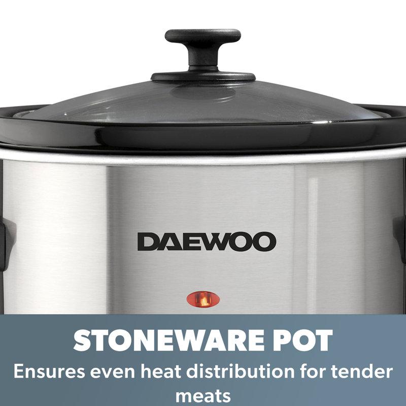 Daewoo 1.5L Electric Slow Cooker Pot Dishwasher Safe Bowl Energy Efficient, Keep Warm Setting, 25"H x 24"W x 33"D