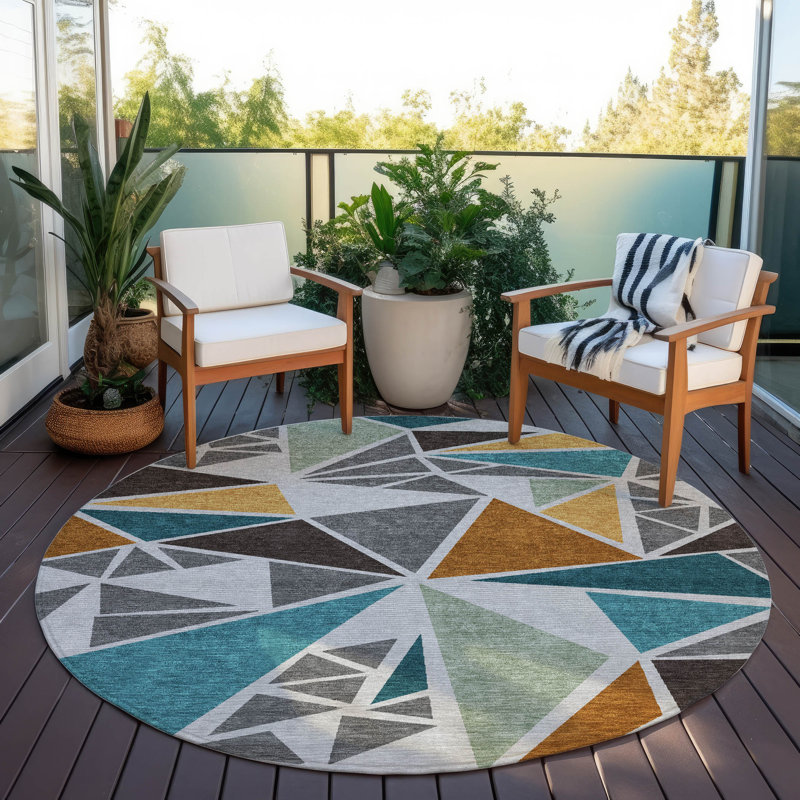 Aristea Gray Washable Indoor-Outdoor Rug - , 8' x 8'