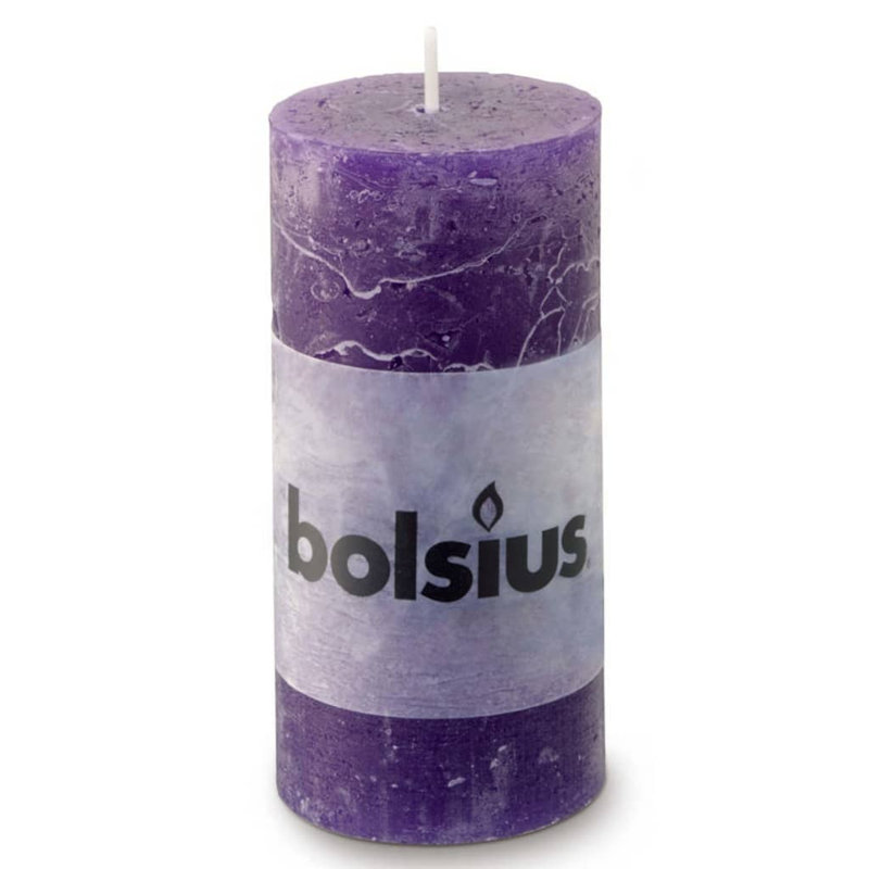 Bolsius Rustic Pillar Candles 100 x 50 mm, Purple