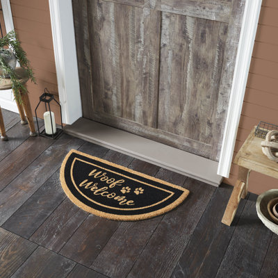 Alexis Woof Welcome Coir Rug Half Circle 16.5x33