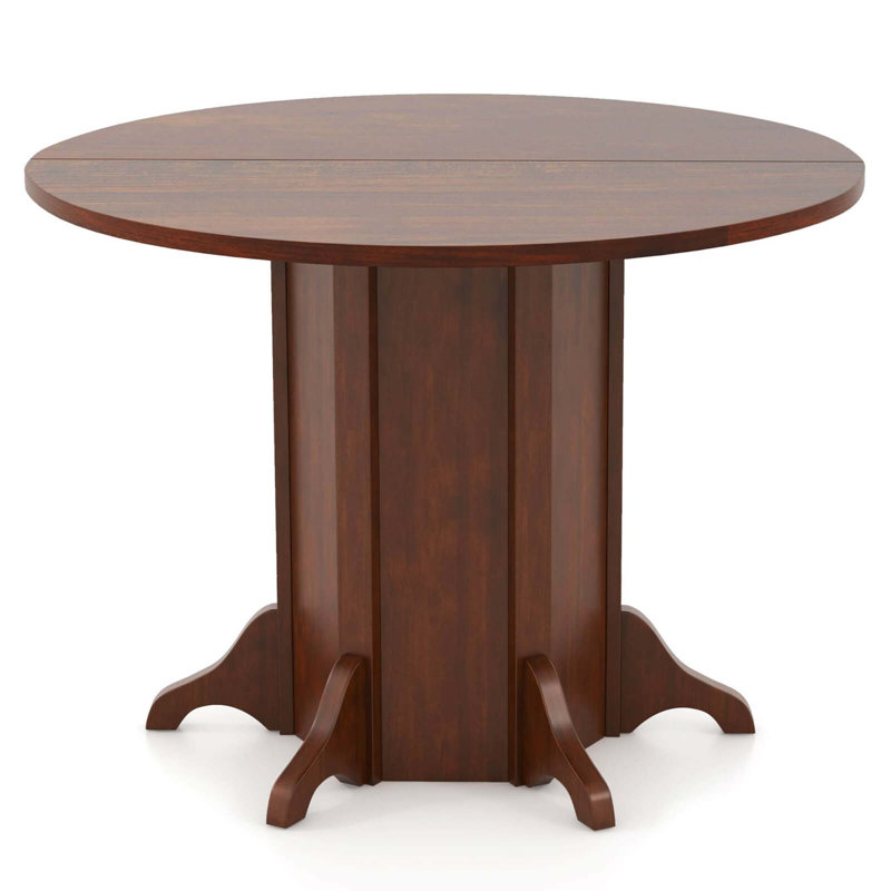 42" Wooden Kitchen Table Round Dining Table With Pedestal Base For 4-6 People