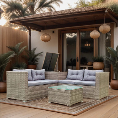 4 Piece Patio Sectional Wicker Rattan Outdoor Furniture Sofa Set -  Latitude RunÂ®, BDA01CE40C884F2486985E90A4CDBFAB