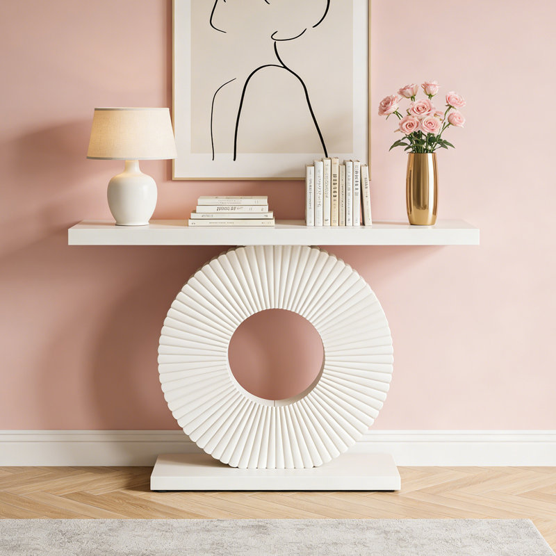 Console moderne avec base géométrique, Blanc