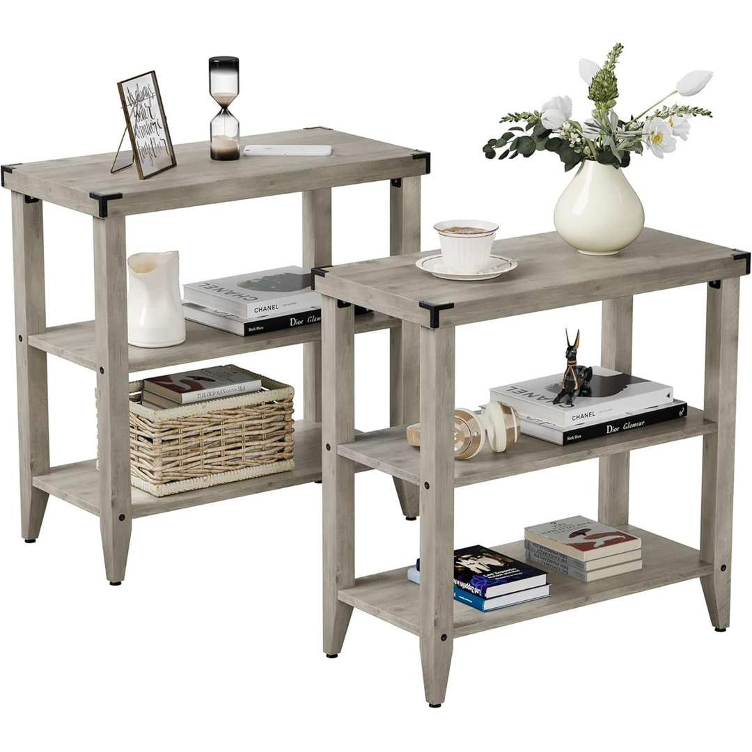 59.94cm W Solid + Manufactured Wood Bedside Table