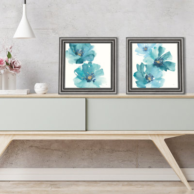 Ensemble de 2 reproductions d’art encadrées bleu sarcelle par Chris Paschke