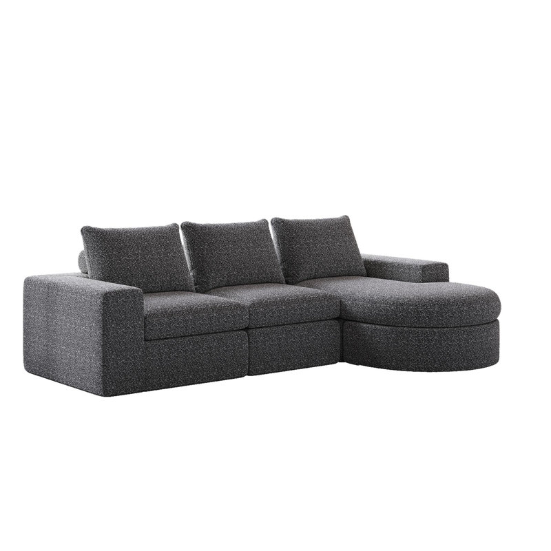 Canapé modulaire incurvé en chenille de 99 pouces avec méridienne, canapé modulaire en forme de L avec sièges profonds, canapé modulaire en chenille pour le salon et la chambre à coucher, aucun assemblage requis