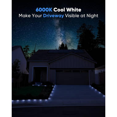 JACKYLED Cool White Solar Driveway Marker Lights Outdoor 12 LED Boat  Wireless IP68 Waterproof