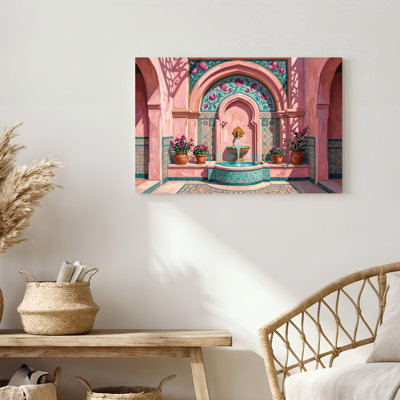 Art mural sur toile Gallery Wrap pour le salon, la chambre à coucher, le bureau ou le vestibule - décoration murale décorative avec jardin mauresque