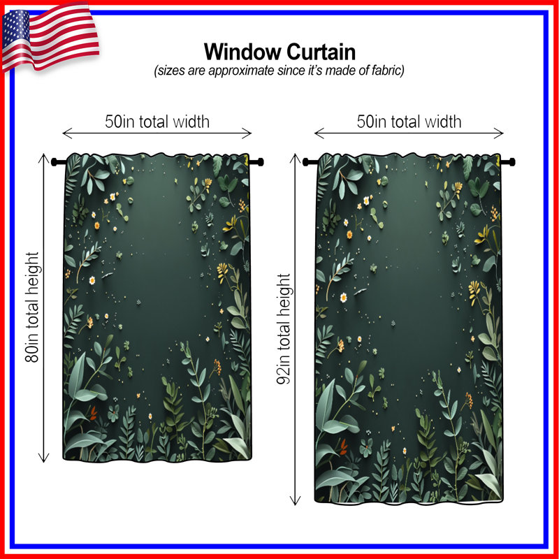 Rideaux à rideaux à motif floral, 50 po x 80 po - 1 panneau, Transparent