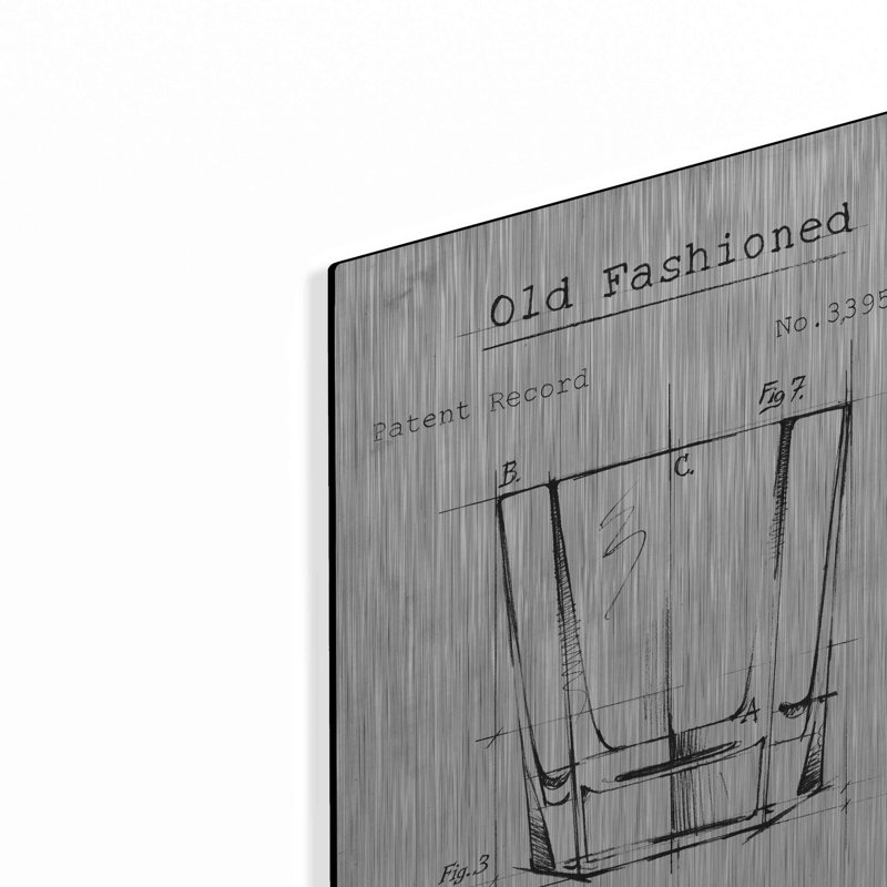 «Barware Blueprint I» par Ethan Harper, art mural en métal, H 16 po x l 12 po