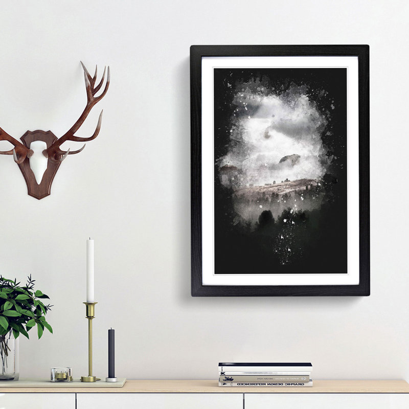 Mist Over Wurzjoch In Italy Paint Splash - Picture Frame Graphic Art, 45cm H x 33cm W x 2cm D, Black Framed