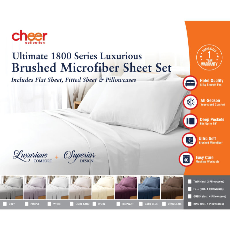 Microfiber Sheet Set, Sand, Twin Sheet Set with Fitted Sheet and 4 Pillowcases