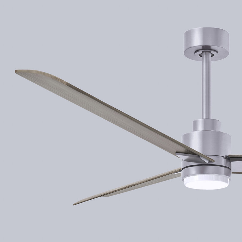 Ventilateur de plafond Alessandra, Ton bois de frêne gris, Nickel brossé, 56"