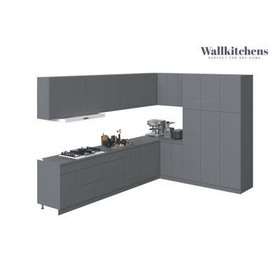 Cuisine moderne pleine grandeur en panneau de fibres à densité moyenne l 144 po x l 102 po x H 96 po WALLKITCHENS 