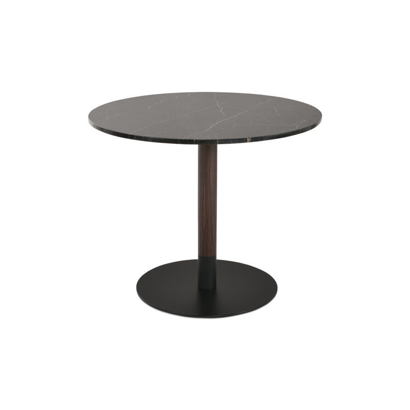 Tango Genuine Marble Pedestal Dining Table, 32" L x 32" W, Black