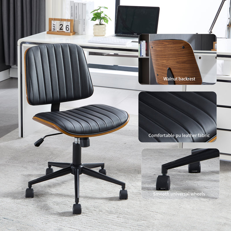 Chaise de bureau Mid-Century, Noir, noir, noir, noir
