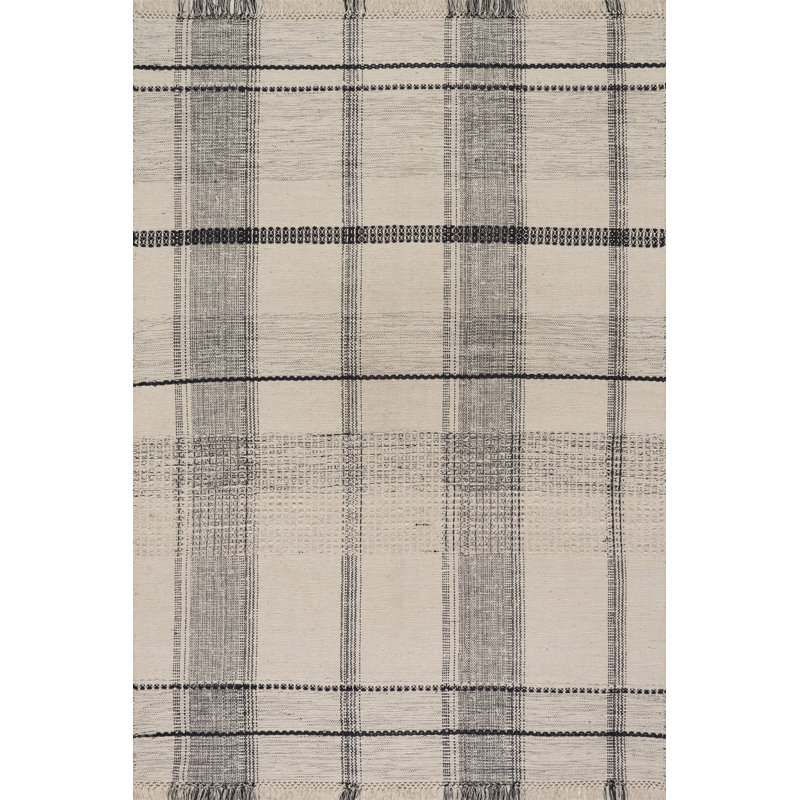 Zole Plaid Handmade Cotton Rug, Rectangle 6' x 9'