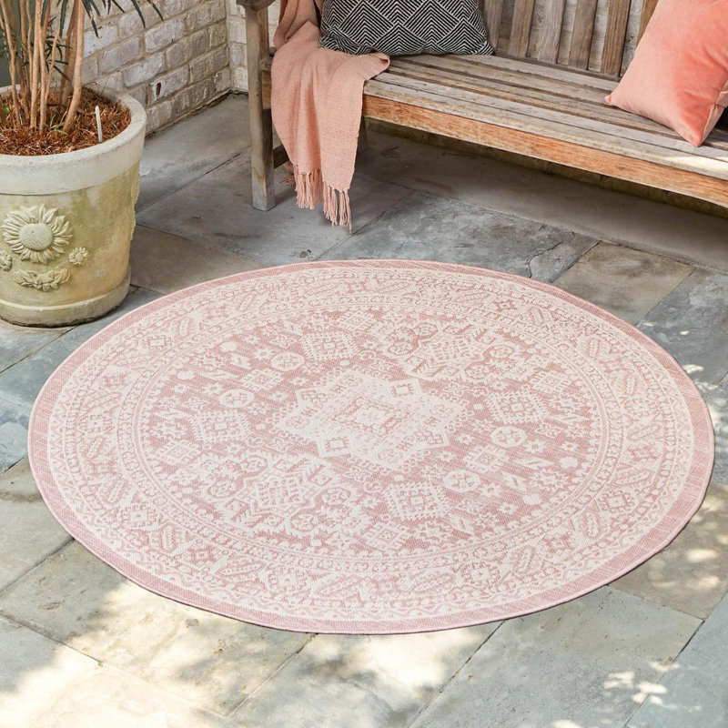 Tapis rose d'intérieur / extérieur Danera, Rond 13 pi