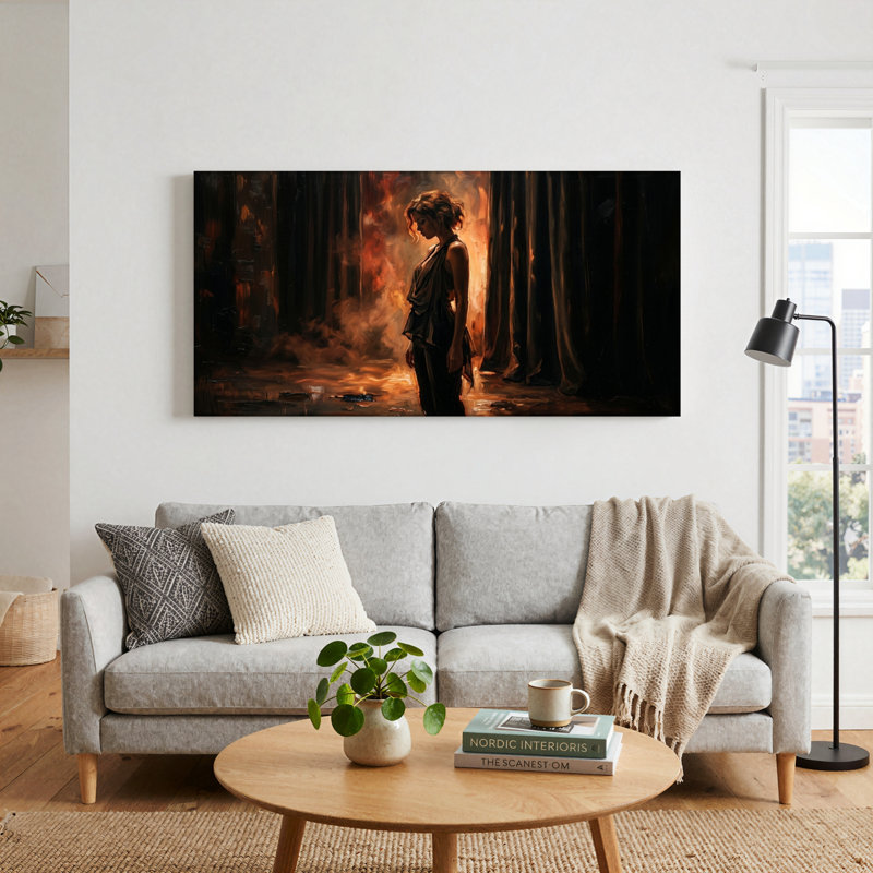 Ensemble de 1 tableau sur toile « Feu de forêt », 40“W x 20”H, Toile tendue