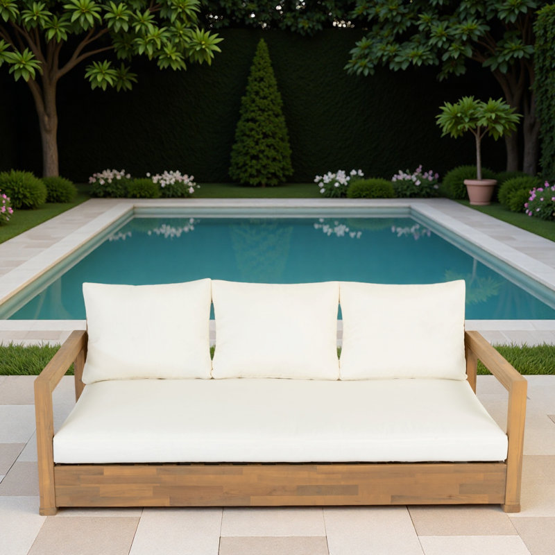 Canapé de patio 3 places avec coussin plus épais, coussins moelleux, coussins de pieds réglables et housses de coussin amovibles