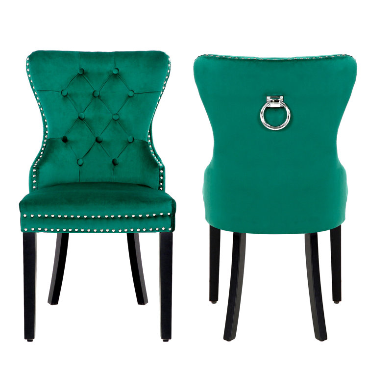 Chaise parsons rembourrée en velours Kirsten, Vert foncé