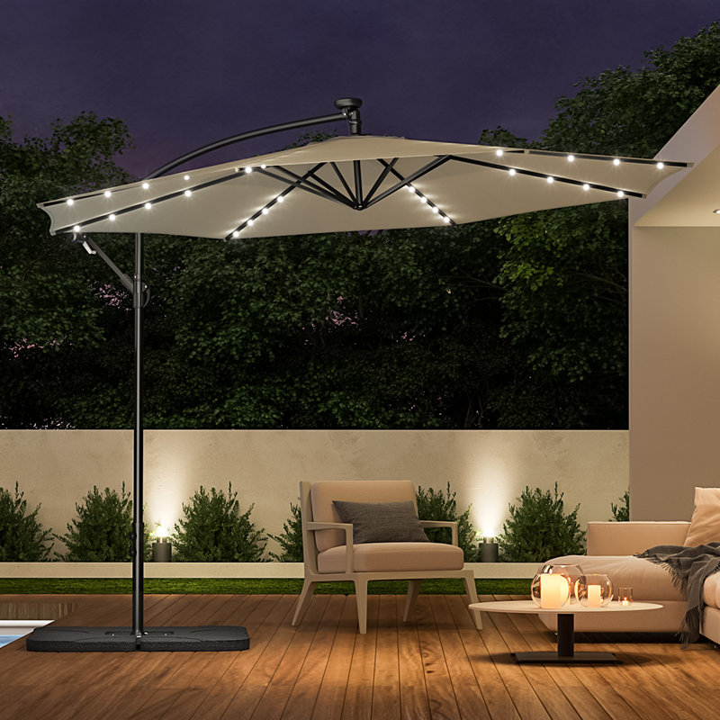 Arlo 3m Cantilever Parasol with LED Light, Beige