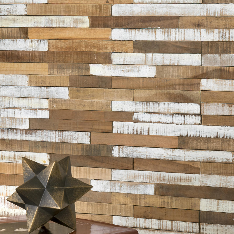 Panneau mural en bois teck 23,62" brun et gris Terra